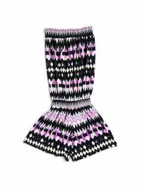 So Nikki Girls Strapless Romper Purple Black Geometric Size 14 (Large)